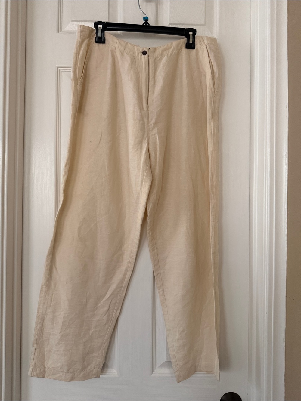Women's Straight-Leg soft Linen Pants in Cream